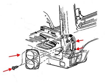 scheme of fastening of tail light Jeep Cherokee KJ Liberty (2001-2007)